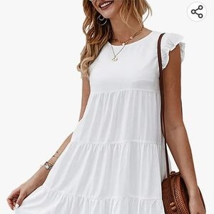White summer ruffled dress